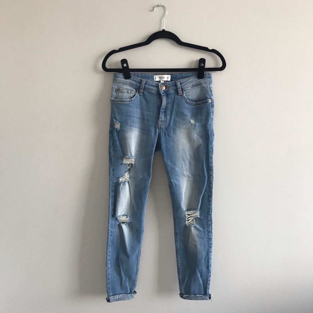 MANGO Ripped Ankle Denim